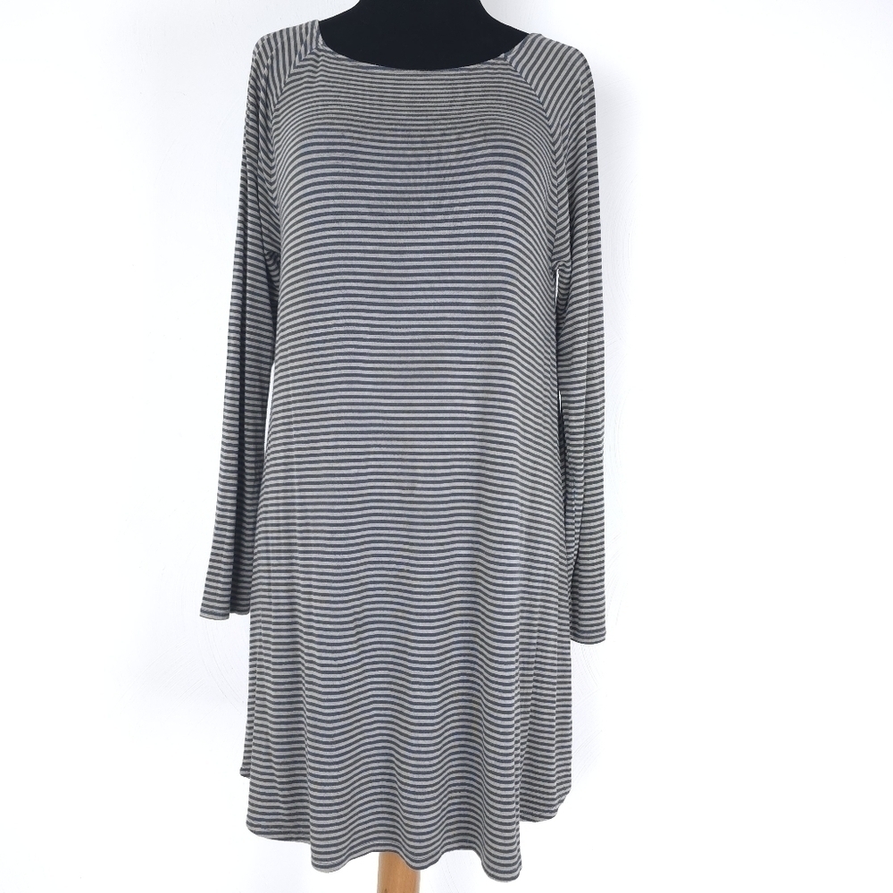 Soft Surroundings Long Sleeve Navy Stripe Dress S - Picture 1 of 9